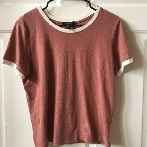 Forever 21 Ringer Crop Top Muted Red😋